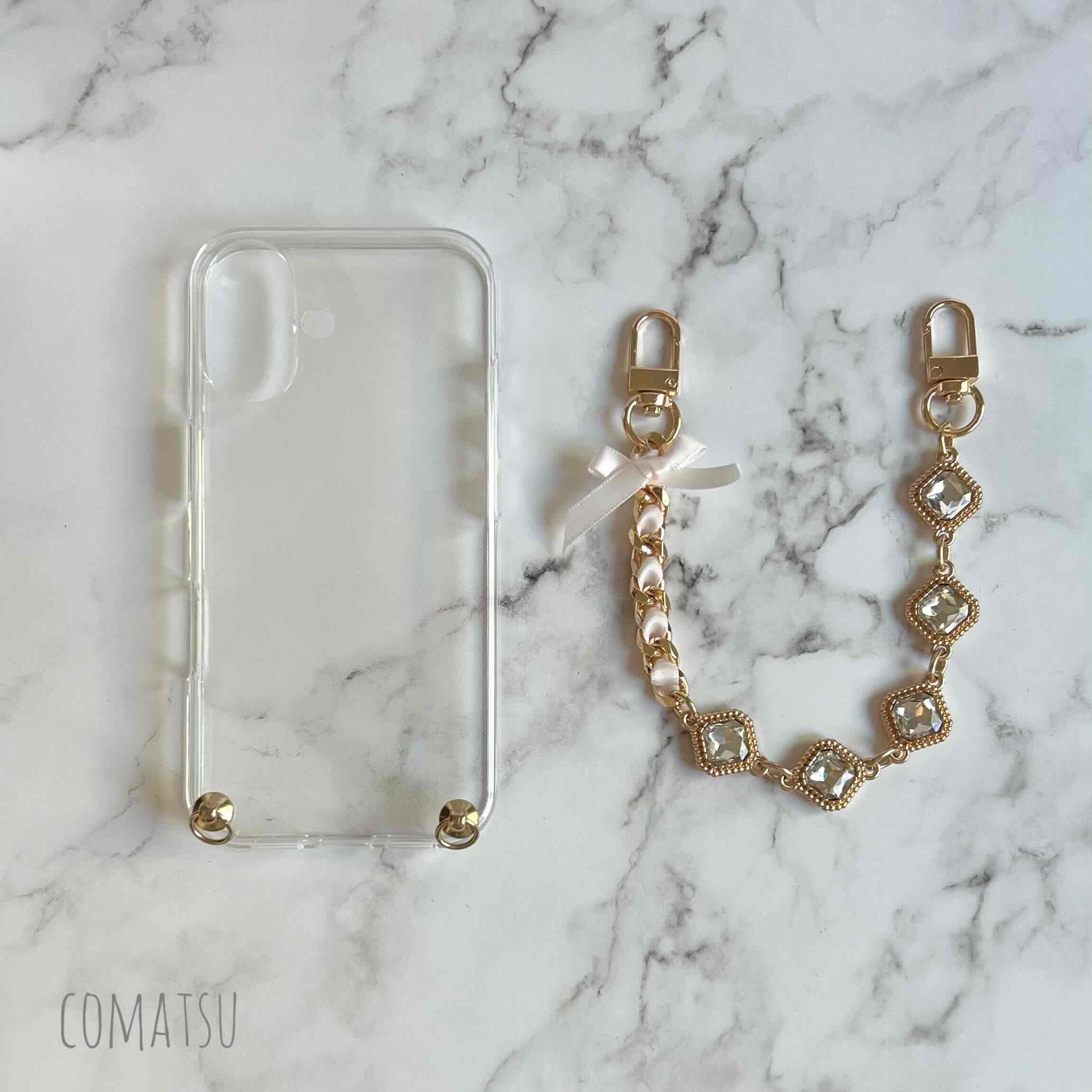 キラキラcharmmyりぼん ハンドストラップ付きスマホケース 落下防止スマホストラップ付きスマホカバー | 9枚目